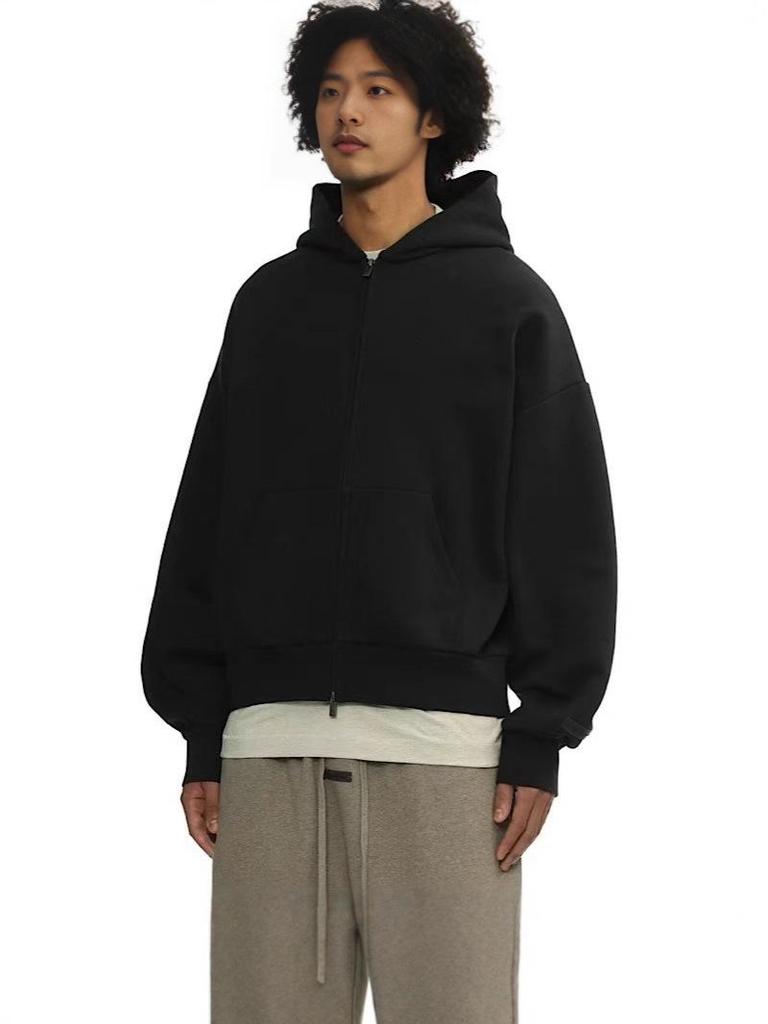 Ningbo Essentials Double-Line Zip Cardigan: Unisex Autumn/Winter Fleece Hoodie