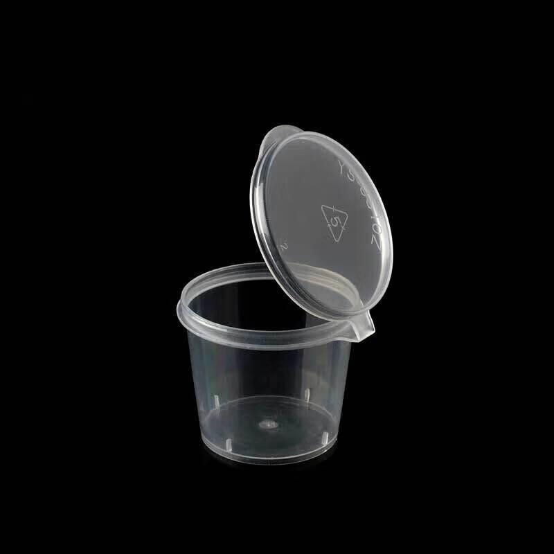 Disposable Sauce Cups with Attached Lids 25ml