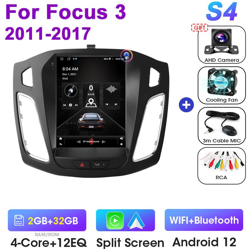 9.7" 2 Din Android 12 Car Radio For Ford Focus 3 Mk 3 2011 - 2019 Multimedia Video Player GPS 4G Carplay Auto Stereo RDS DSP DVD