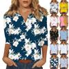 Women's Stand Collar 3/4 Sleeve Printed Top T-shirt