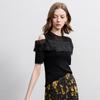 Sancai 2026 Summer Slim-fit Off-Shoulder Spliced Knit Top