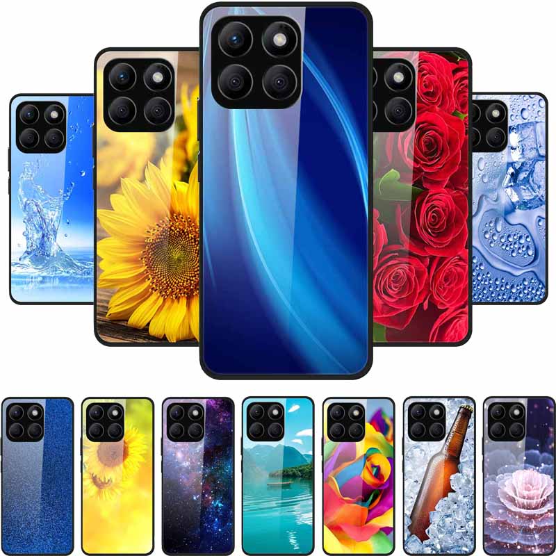 Glass Back Cover For Honor X8c Case X 8 c Soft Bumper Hard Tempered Glass Case For Honor X8c 4G Case HonorX8c X8 c X 8c 6.7" Bag