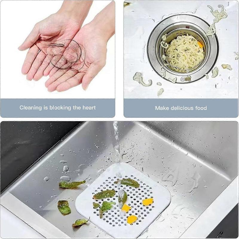 2 Pcs Silicone Drain Protector with Sucker, Sink Strainer, Shower Drain Covers Hair Catcher, Strainer Plug Trap Filter
