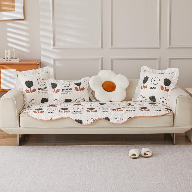 All Cotton Minimalist Sofa Cushion Four Seasons Universal Non-Slip Cushion Simple Modern Irregular Sofa Cover Cover Cloth