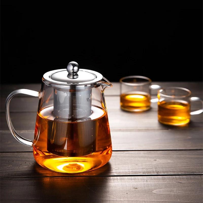 Heat Resistant Glass Teapot with Stainless Steel Tea Strainer High Heat Resistant Infuser Flower Kettle Kung Fu Tea Pots