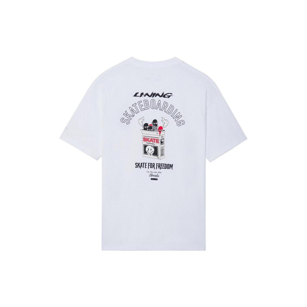 Li Ning Skateboard T Shirt Unisex White AHSS301-3