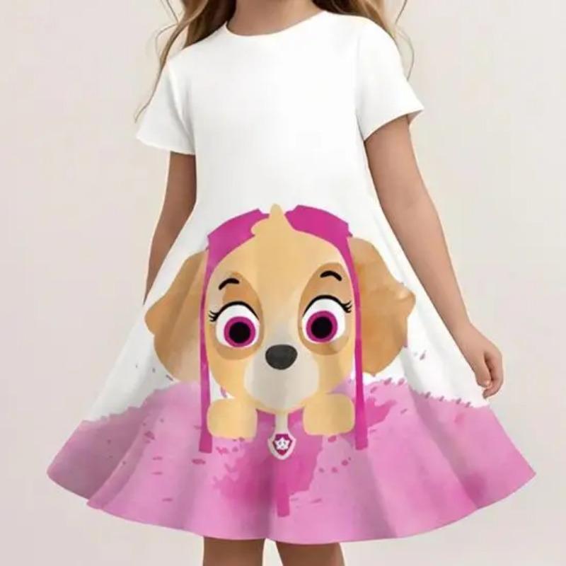 Cute Cartoon Paw Patrol Dress For Girls Summer Casual Beach Sundress Soft Lightweight Breathable