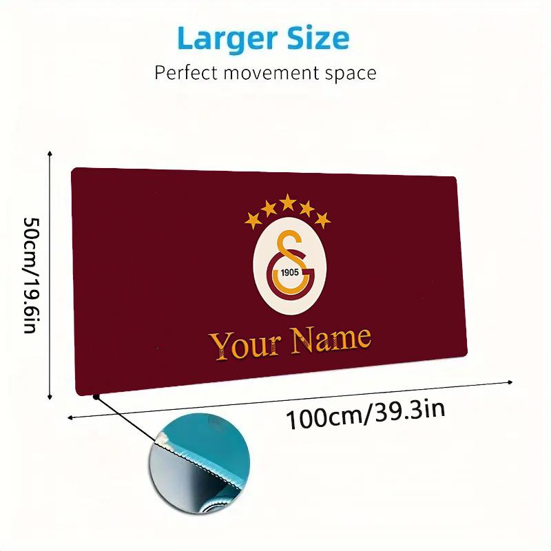 Galatasaray S1 Custom Name Large Size Mouse Pad Large Gaming Table Cushion Non-slip Laptop Tablet Big Mousepad XXL Mat Mini PC Playmat With Lock Edge