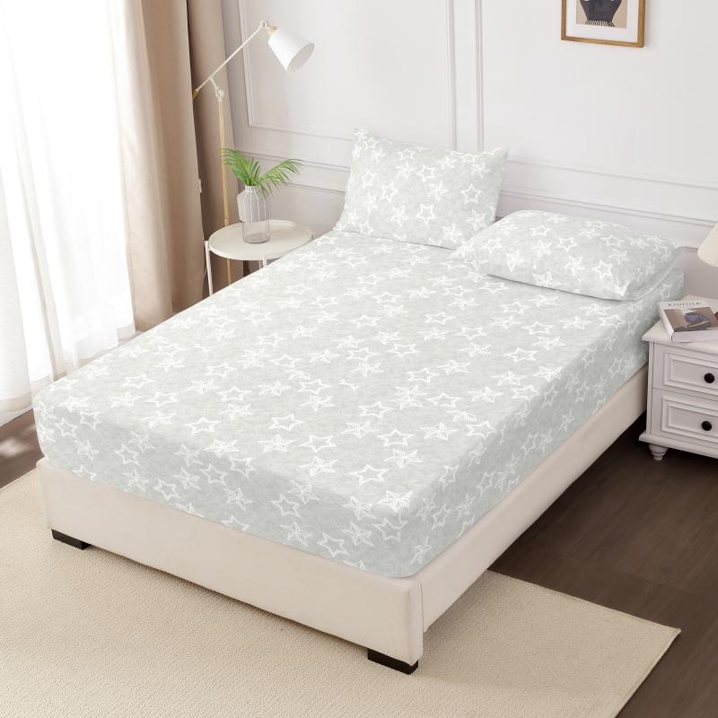 100% Polyester 3Pcs Printed Sanding Fitted Sheet And Pillowcases Set Elastic Band Around Mattress Cover King Size Bed Cover