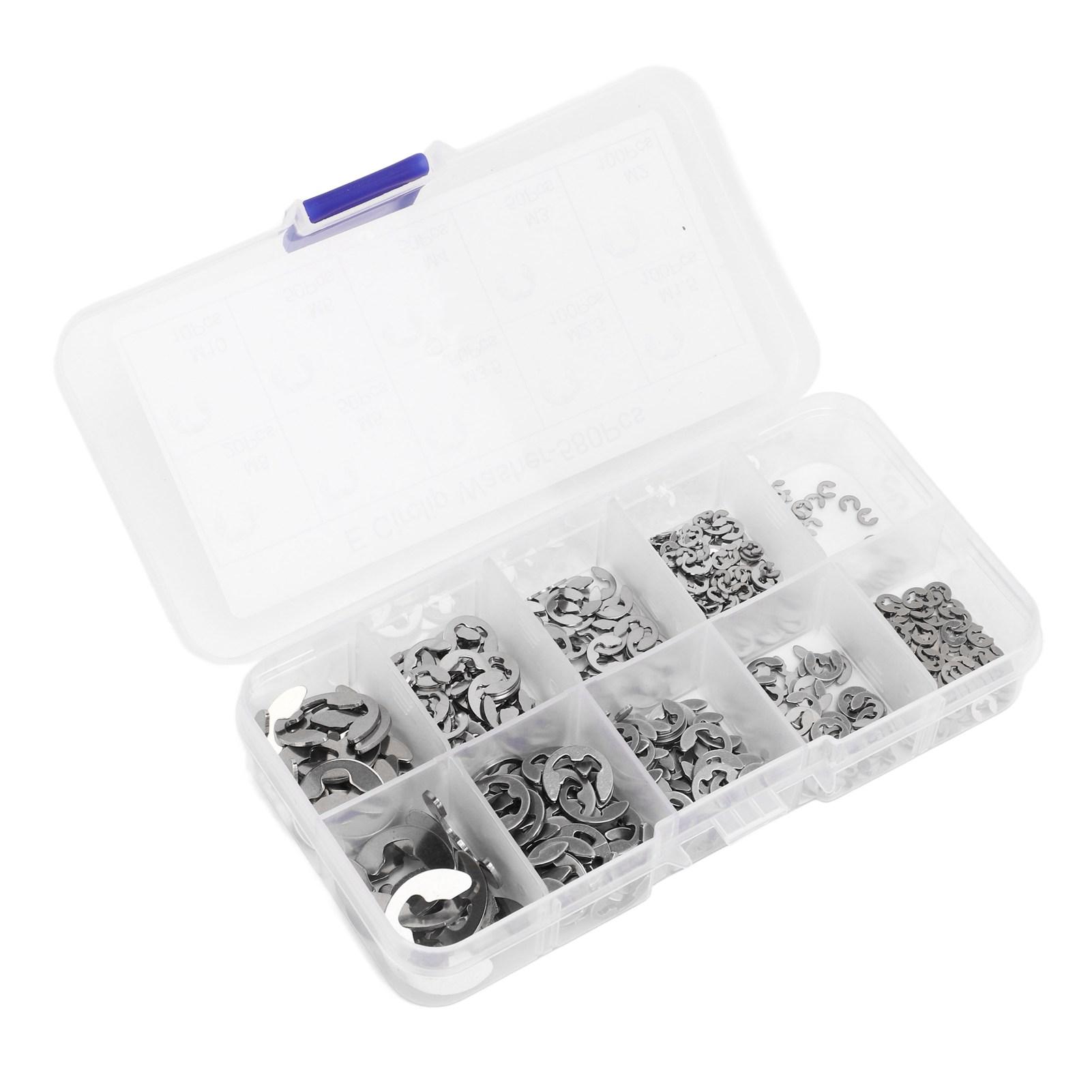 

Набор стопорных шайб E 580 шт. с коробкой для хранения, из нержавеющей стали, для надежной фиксации, стопорные шайбы типа E