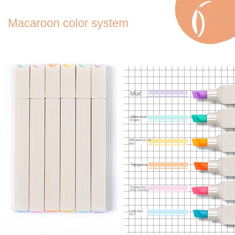 6PCS Pastel Highlighters Fluorescent Pen Highlighter Stationery Kawaii Kawaiii Supplies Marker Pens Colored Markers Adorable Pencils
