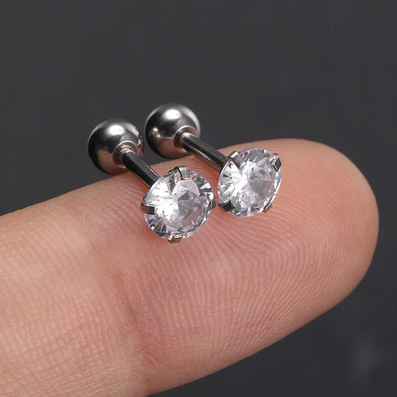 1 Pair 4Mm Multicolor  Stud Earrings For Women Ear Bone Nail Cartilage Ea