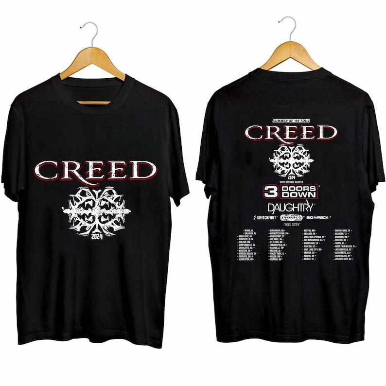 

Футболка из плотного хлопка 300GSM Creed Tour Лето 99 года Футболка Tour Футболка Creed Band Fan Рубашка Creed Концертная рубашка Лето 99 года Концертная рубашка