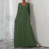 Abito Pullover Casual Largo da Donna alla Moda a Manica Lunga con Scollo a V e Colore Uniforme