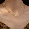 Elegant Hollow Four-Leaf Clover Flower Necklace - Women's High-End Clavicle Chain