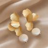 1 Pair Irregular Petals Earrings for Women, Large Statement Dangle Earrings with Faux Pearl, Gold Plated Prom Wedding Jewelry Gift