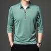 Spring and Autumn Lapel Zipper Long-sleeved T-shirt Simple Casual Solid Color T-shirt Bottoming Shirt Polo Shirt Top for Men