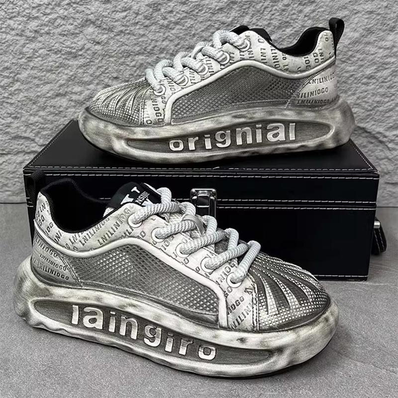 

Fashion New aged, breathable, thick-soled casual sneakers, low-top perforated mesh dad shoes, high quality A11 44 серый