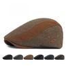 Unisex Thick Wool Blend Flat Cap, Fleece-Lined Warm Duckbill Beret Hat, Vintage British Style for Autumn and Winter