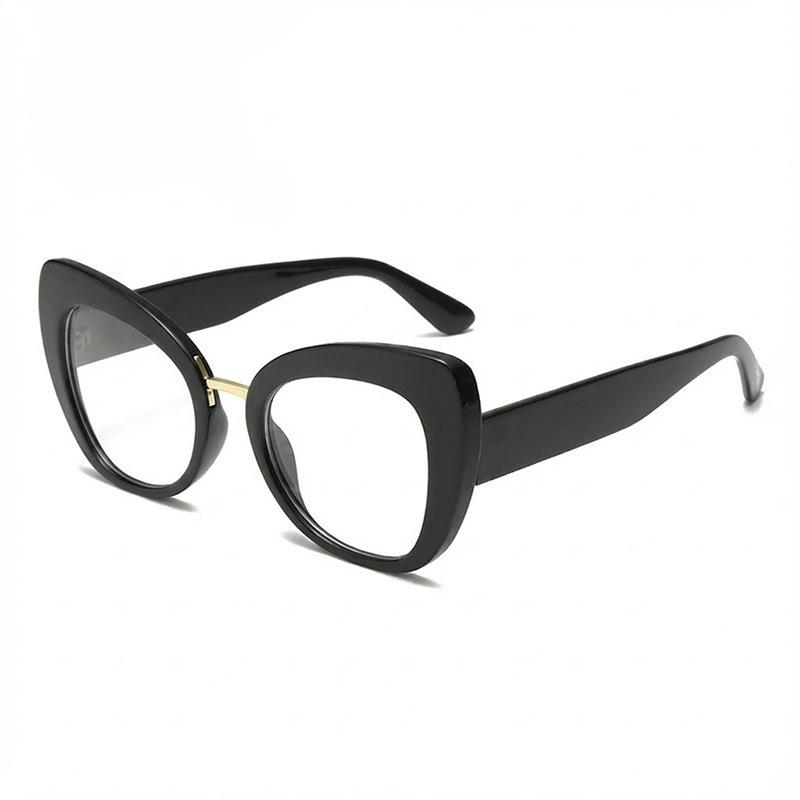 New retro large frame cat eye anti-blue glasses classic daily commuting dating versatile plain and thin flat glasses