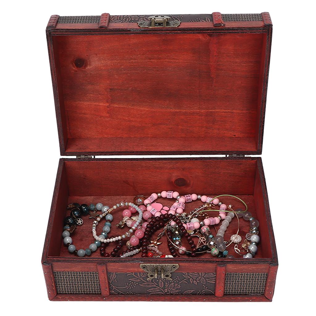 Retro Wooden Gift Box Essential Oil Alloy Hinge Decorative Treasure Storage Chest Box for Home Office