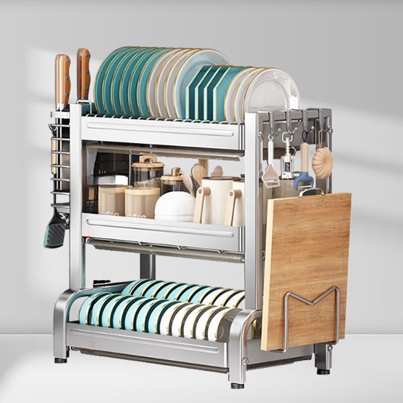 3-Tier 304 Stainless Steel Countertop Dish Rack