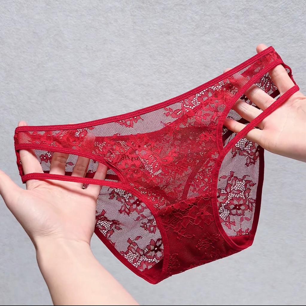 Women's Lace Panties Mid Waist Triangle Briefs Elastic Waist Sexy Comfortable Sexy Bikini Underwear Cheeky Underwear Panties Hipster Lace Trim Panties