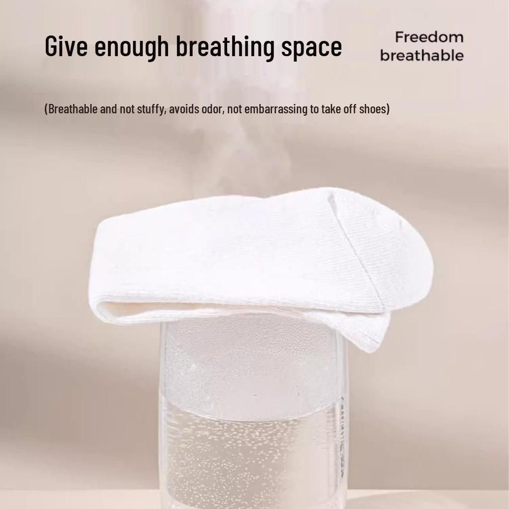 Disposable Four-Season Cotton Socks: Sweat-Absorbent, Odor-Resistant, Short Tube, Solid Color for Summer, Spring, and Autumn.