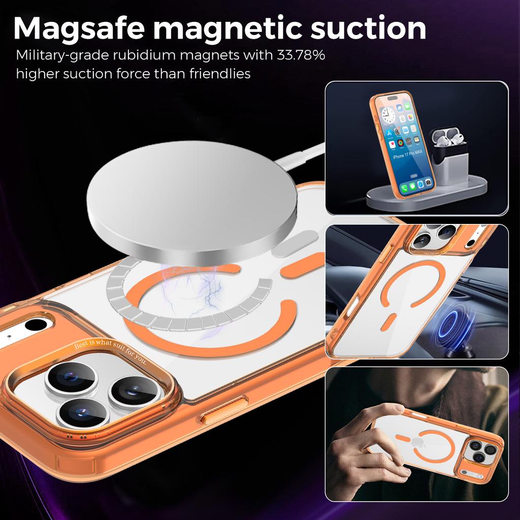 Ice colored Magnetic Suction Is Suitable for IPhone17ProMax Phone Cases and Apple 17Air Metal Lens Drop Protection Cases