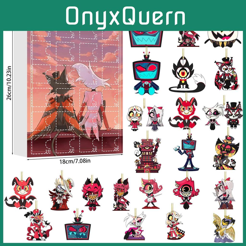 Hazbin Hotel Christmas Countdown Calendar With Acrylic Decorations For Holiday Gifts