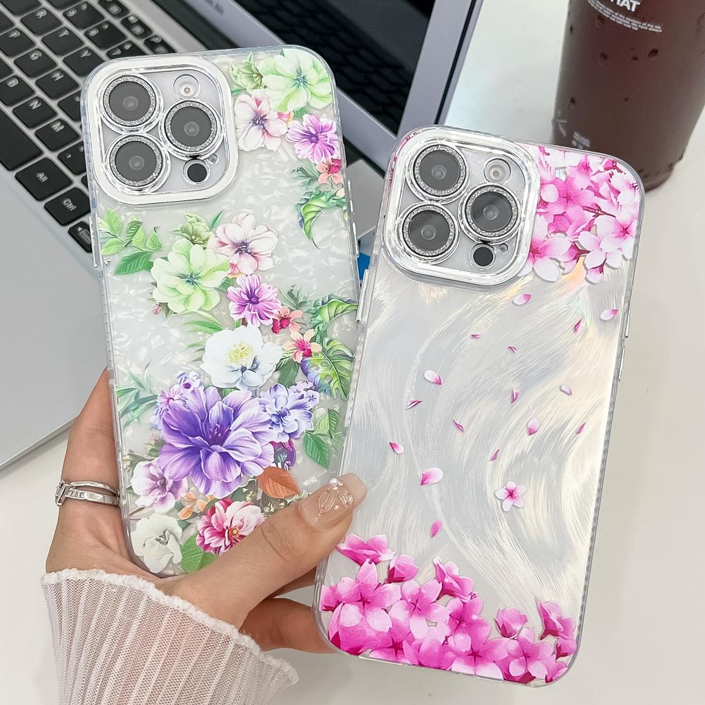 For iPhone 16 Pro Max Case Electroplated IMD TPU+PC Phone Back Cover with Glass Lens Film