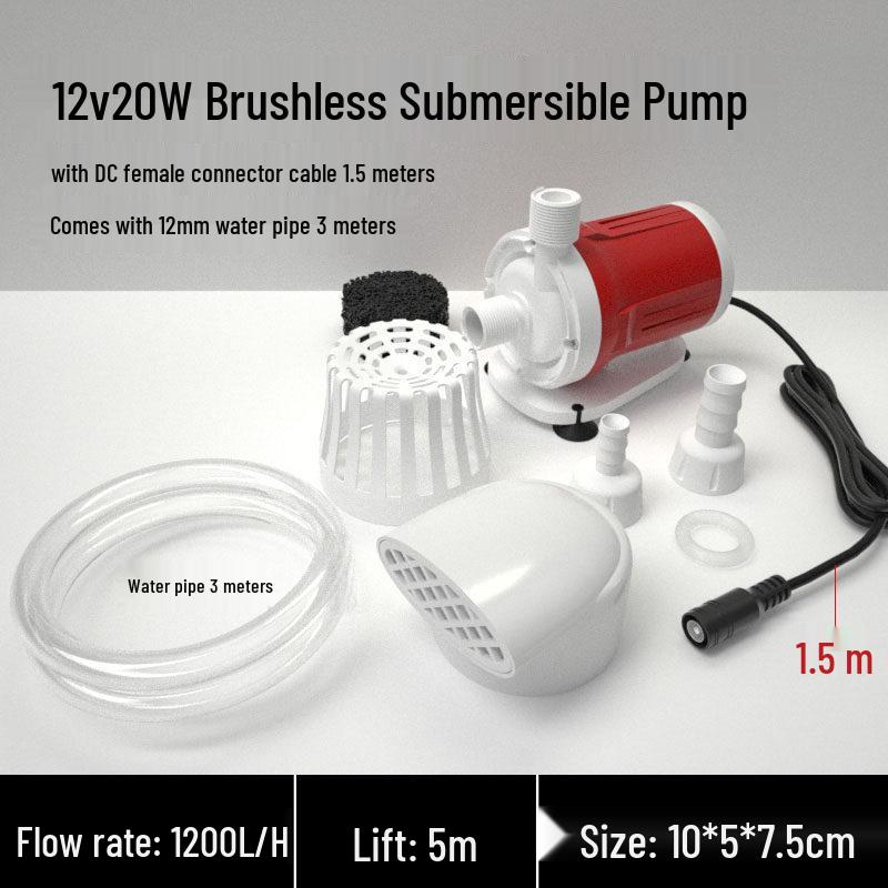 12/24V Mini Solar Brushless Submersible Water Pump for Fish Tank Circulation