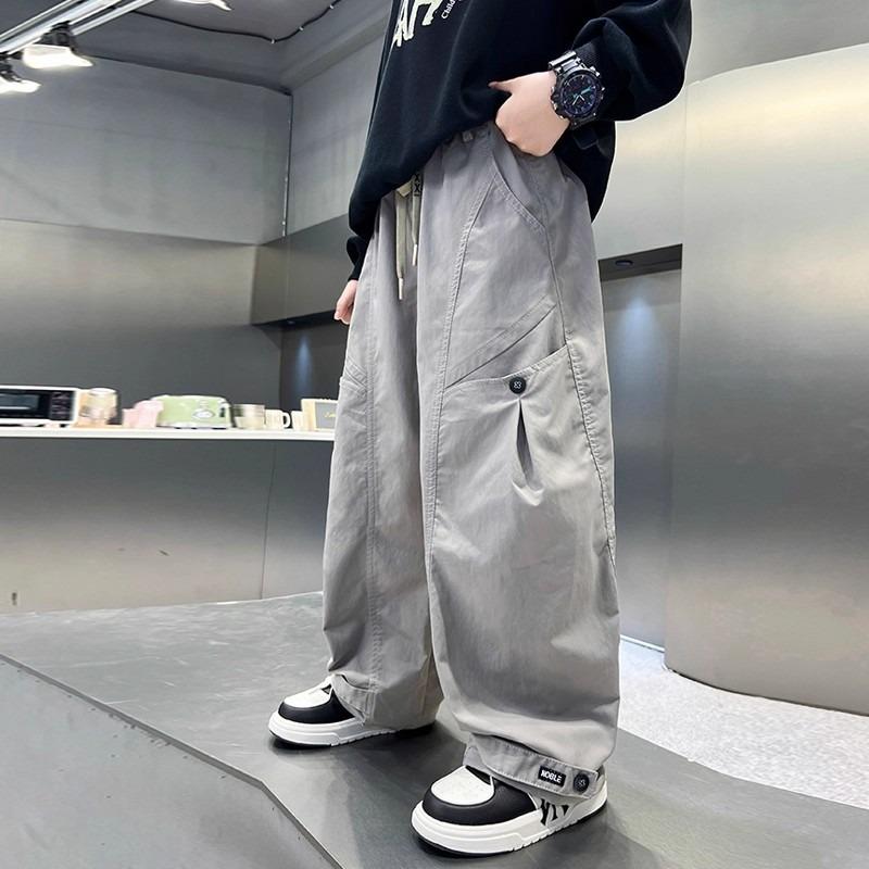 Boys Big Kids Casual Straight Wide Leg Cargo Long Pants