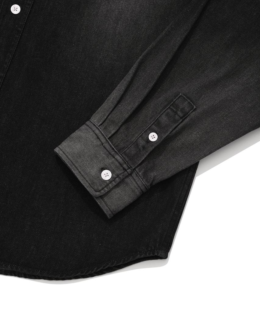WACKY WILLY Washed Denim Long Sleeve Shirt Black
