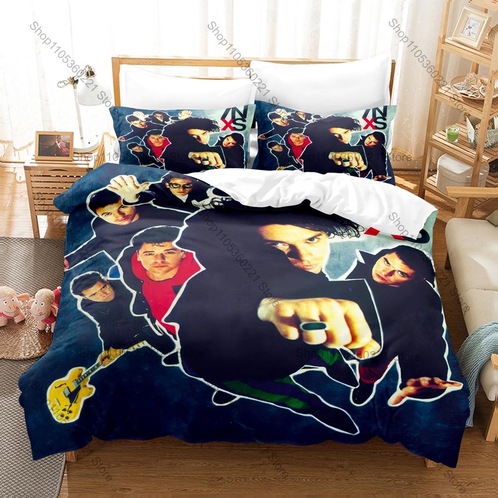 Cool INXS Bedding Set Duvet Cover + 2 Pillowcases Australian New Wave Rock Michael Hutchence Vintage 80s Bedroom Decor