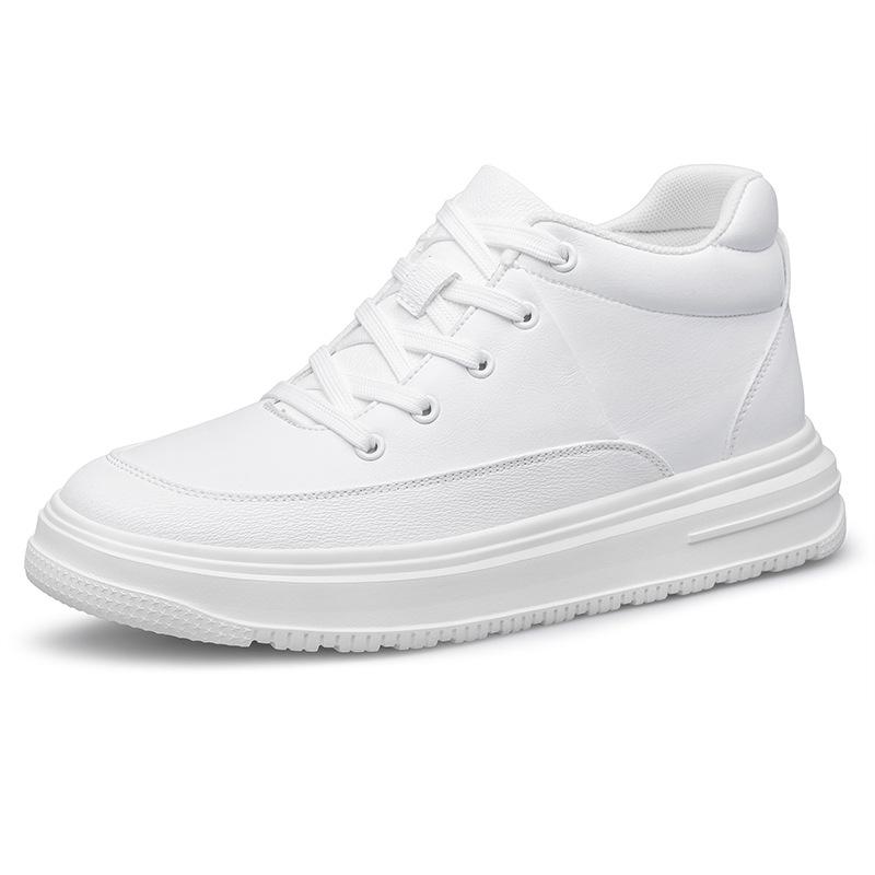 2828 Men's Shoes Inner Height-increasing Board Shoes Medium and High-top Little White Shoes Autumn and Winter Lace-up Thick-soled Retro Casual Shoes