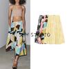 Summer New Product Women's Clothes Pleated Decorative Cotton Blend High Waist Print Midi Dress 2183048 2183079