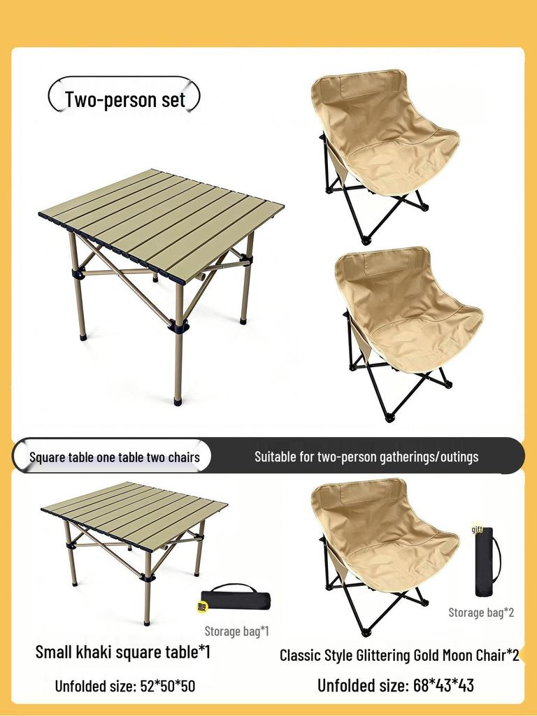 Moon Chair Set: Portable Outdoor Folding Chairs & Fishing Stool (3-Piece)