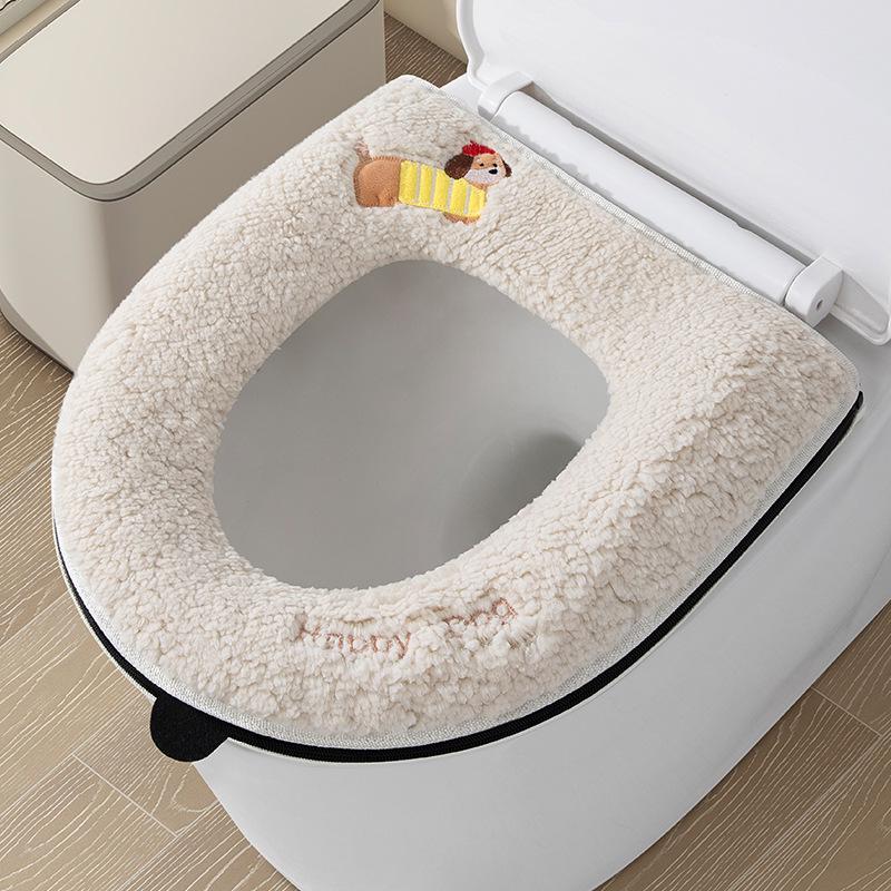 All-Season Washable Cartoon Toilet Seat Cover with Zipper - Waterproof & Universal Fit
