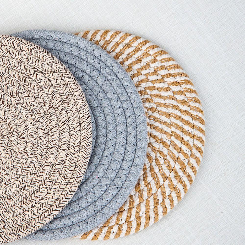 4Pcs Large Table Placemats Set 18-33cm Hot Pads Modern Woven Pot Holders  Kitchen Use