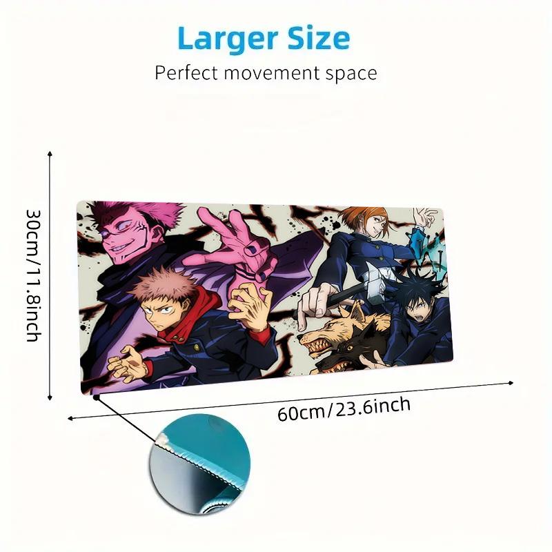 Tappetino per Mouse Colorato Anime Jujutsu Kaisen Grande Cuscino per Tavolo da Gioco Antiscivolo per Laptop Tablet Mousepad Grande Tappetino XXL Mini PC Playmat Con Bordo Lock