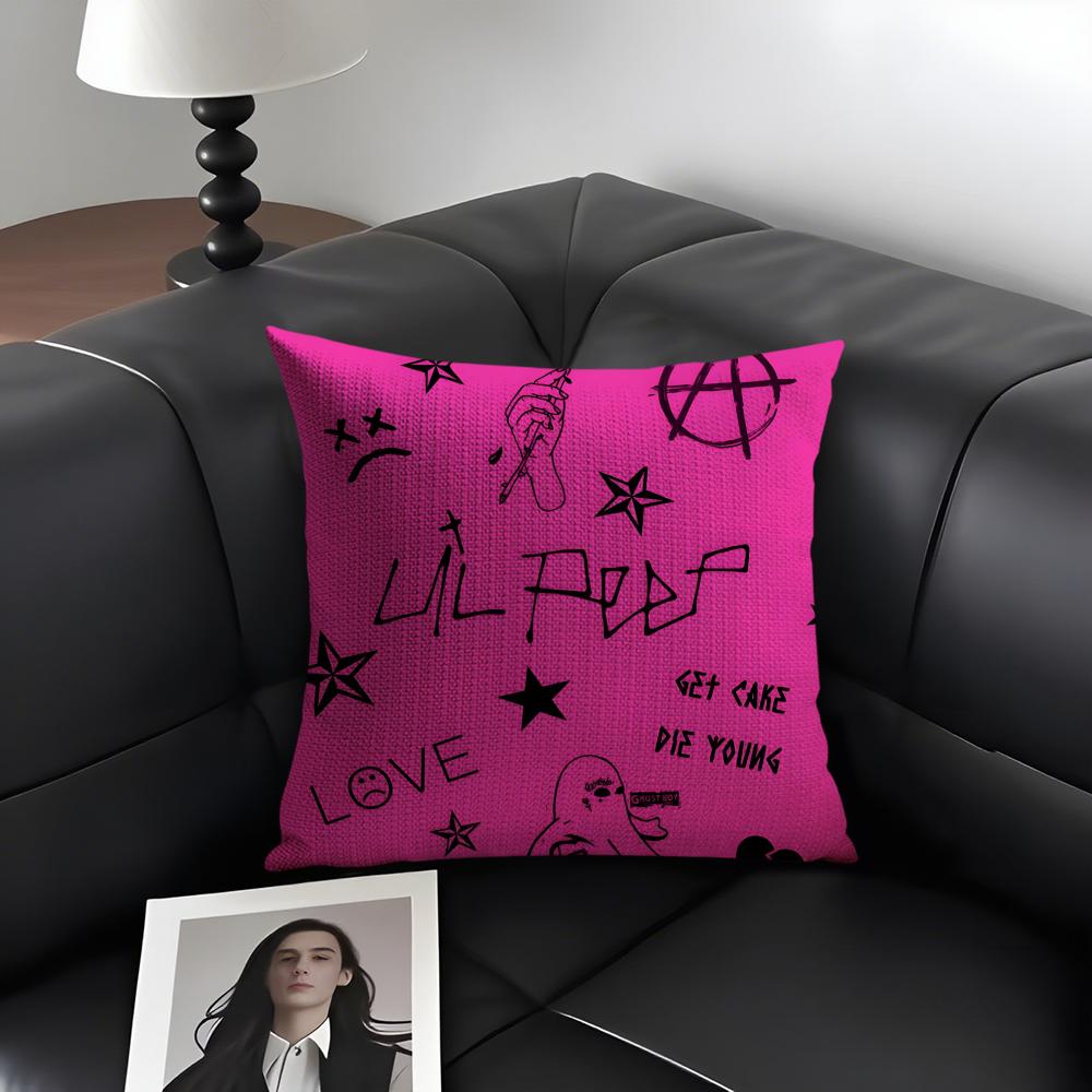 LLil PeepP HellS Boy Singer Cushion Cover Natural Linen Organic Fabric DoubleSided Printing Sofa Home Decor Gift Pillow Case