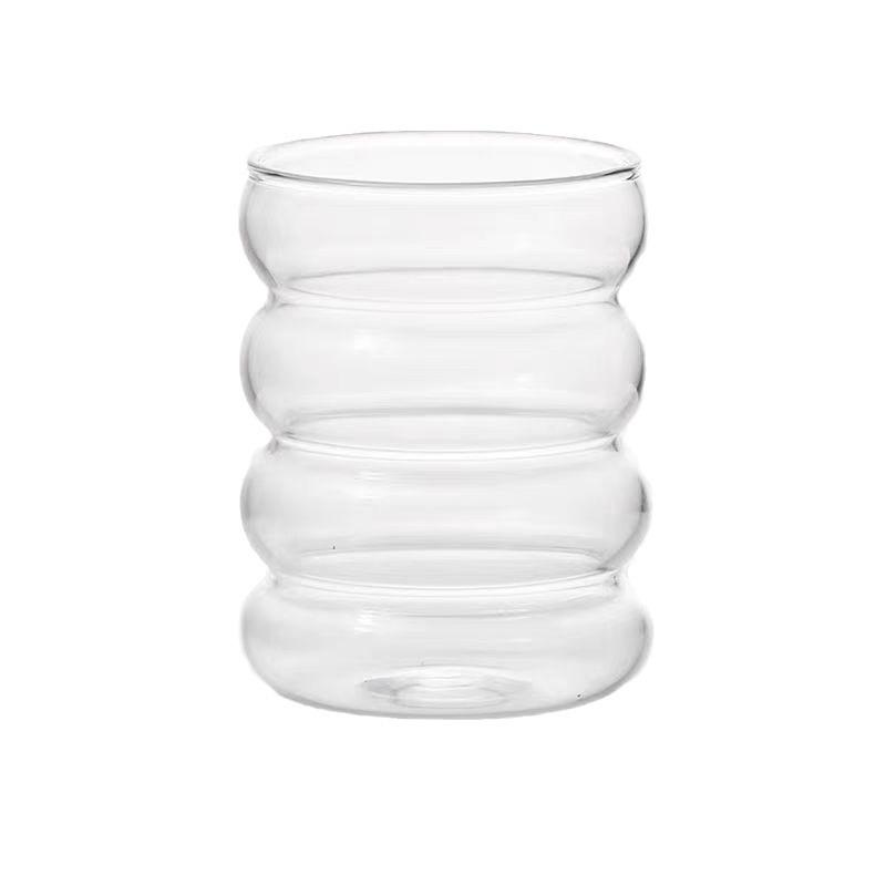 Kreativní vlnitý skleněný šálek Láhev na vodu Tepelně odolná pivní sada nápojů Šálek kávy Šťáva Mléko Čaj Domácí kavárna Nádobí