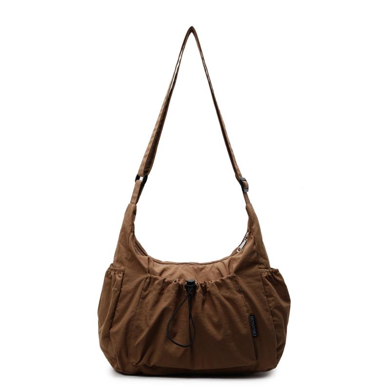 Pleated Drawstring Lightweight Bag Women's Sports Shoulder Bag Large Capacity Commuter Crossbody Bag