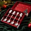 4PCS Set Festive Dessert Spoons Stainless Steel Cake Spoons New Coffee Spoons  Christmas Gift