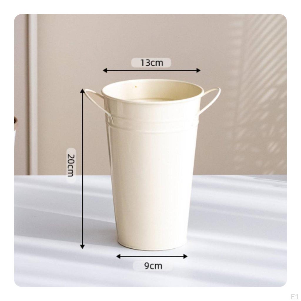 Secchio Fiori Ferro Manici Doppi Vaso Metallo Fiori Secchi Manico Doppio per Matrimonio 20CM