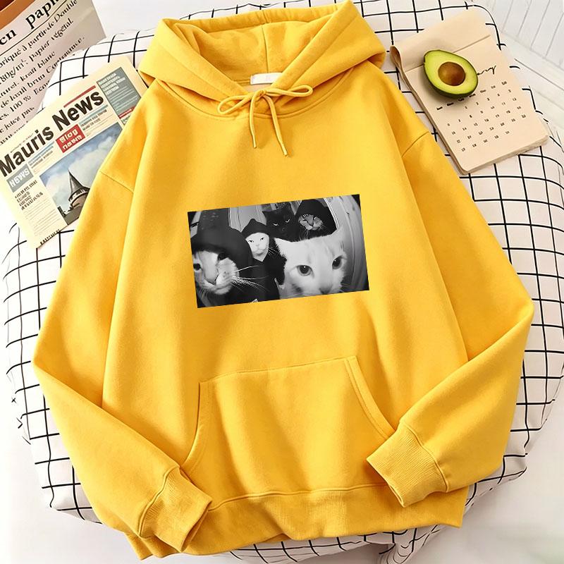 Hip Hop Cat Print Hoodies Spring Autumn Winter Casual Hoodies Sweatshirts Men Women Tops Streetwear