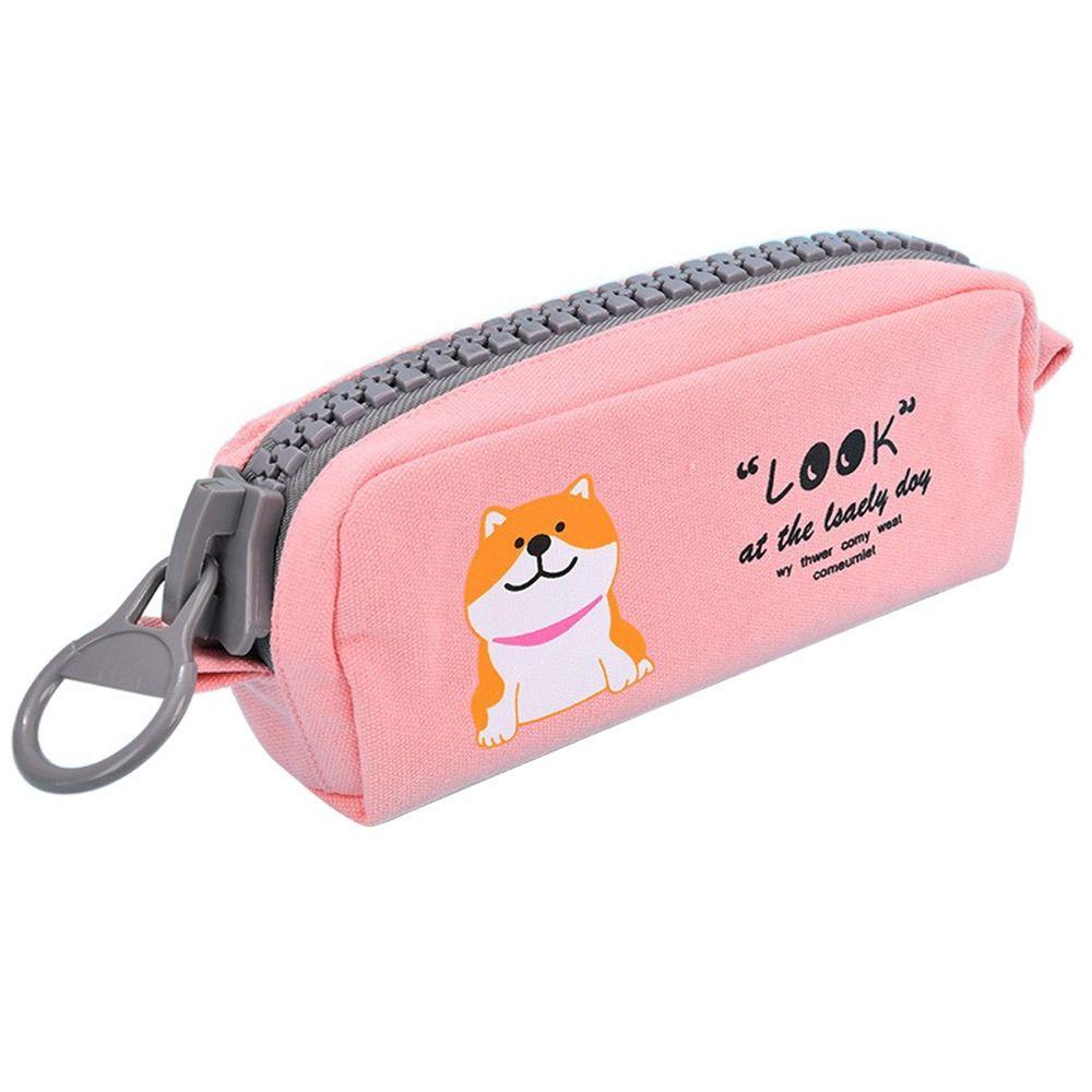 Cute Multifunctional Large Capacity Pencil Bag Cartoon Dog Pencil Bag Creative Stationery Student Stationery Bag розовый