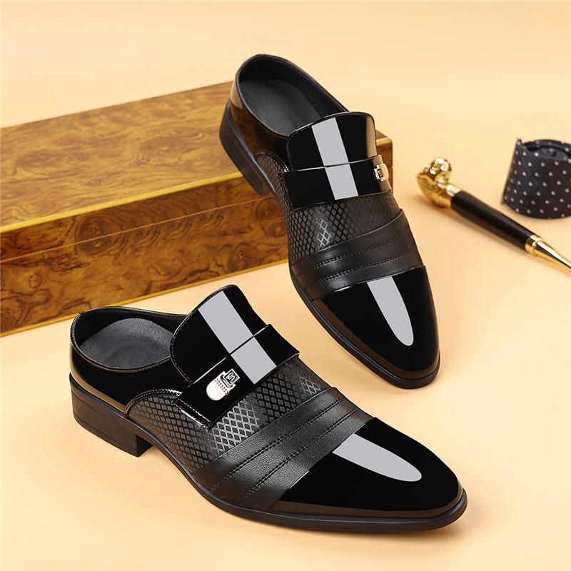 Fashion New Men White Brown Breathable Half Slippers Driving Shoes Casual Pu Leather Mules Moccasins Loafers Zapatos Hombre
