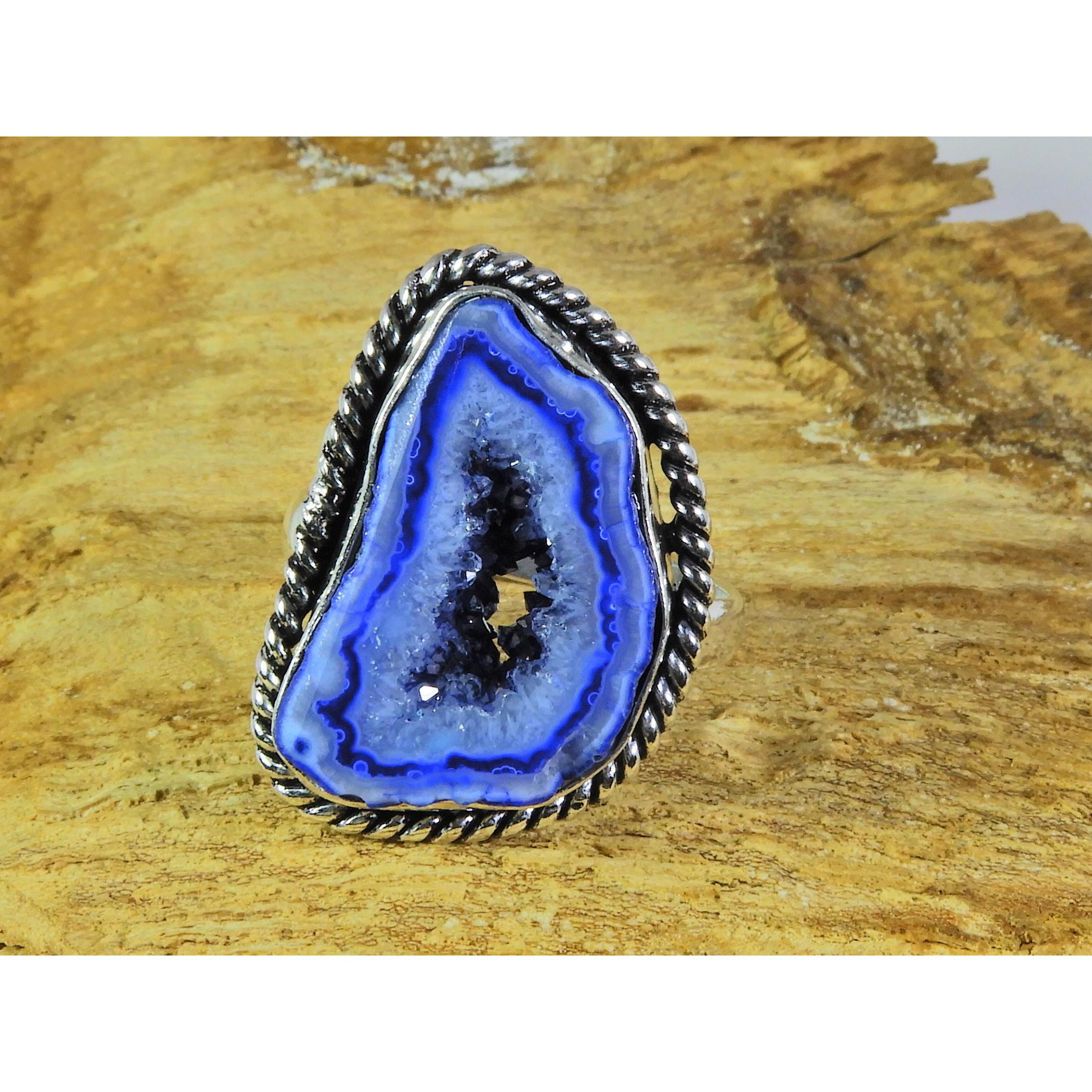 

Color Enhanced Solar Druzy 925 Solid Sterling Silver Ring Size US-8.5 PG-90